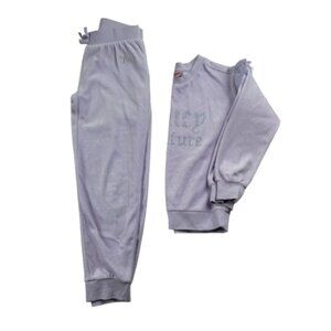 Juicy Couture Girls Matching Sweatshirt & Jogger Pants Sz 7 Purple Logo